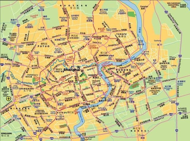 Mapa de los aeropuertos de Shangai