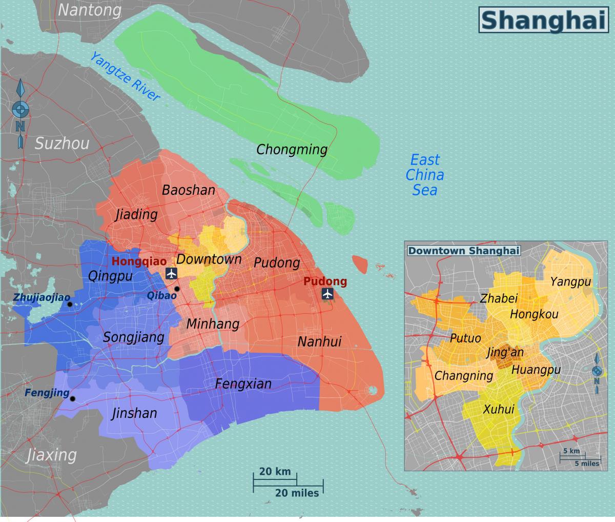 Mapa del distrito de Shanghai