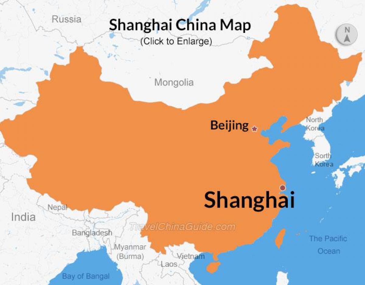 Shangai en el mapa de China