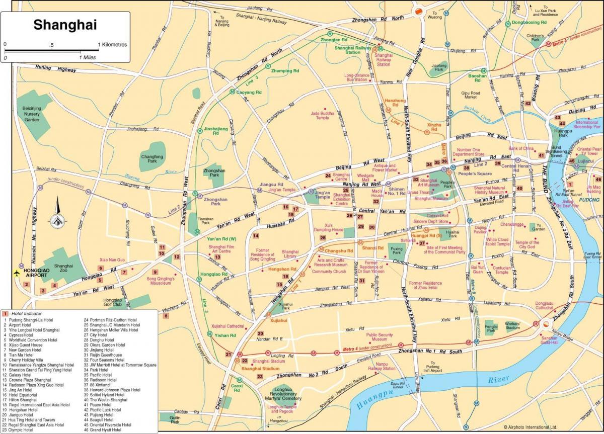Mapa del centro de la ciudad de Shanghai