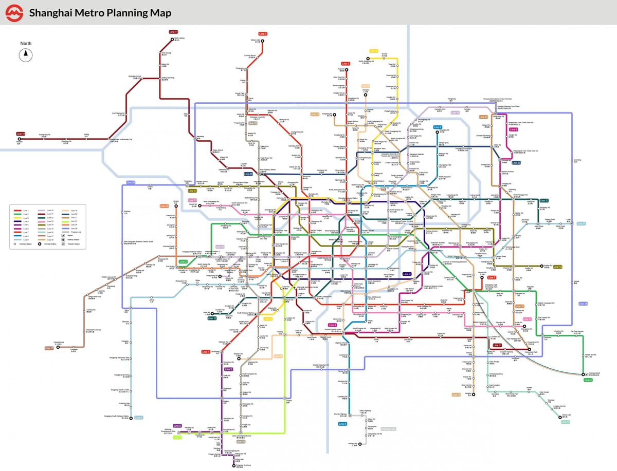 Mapa de la estación de metro de Shanghai