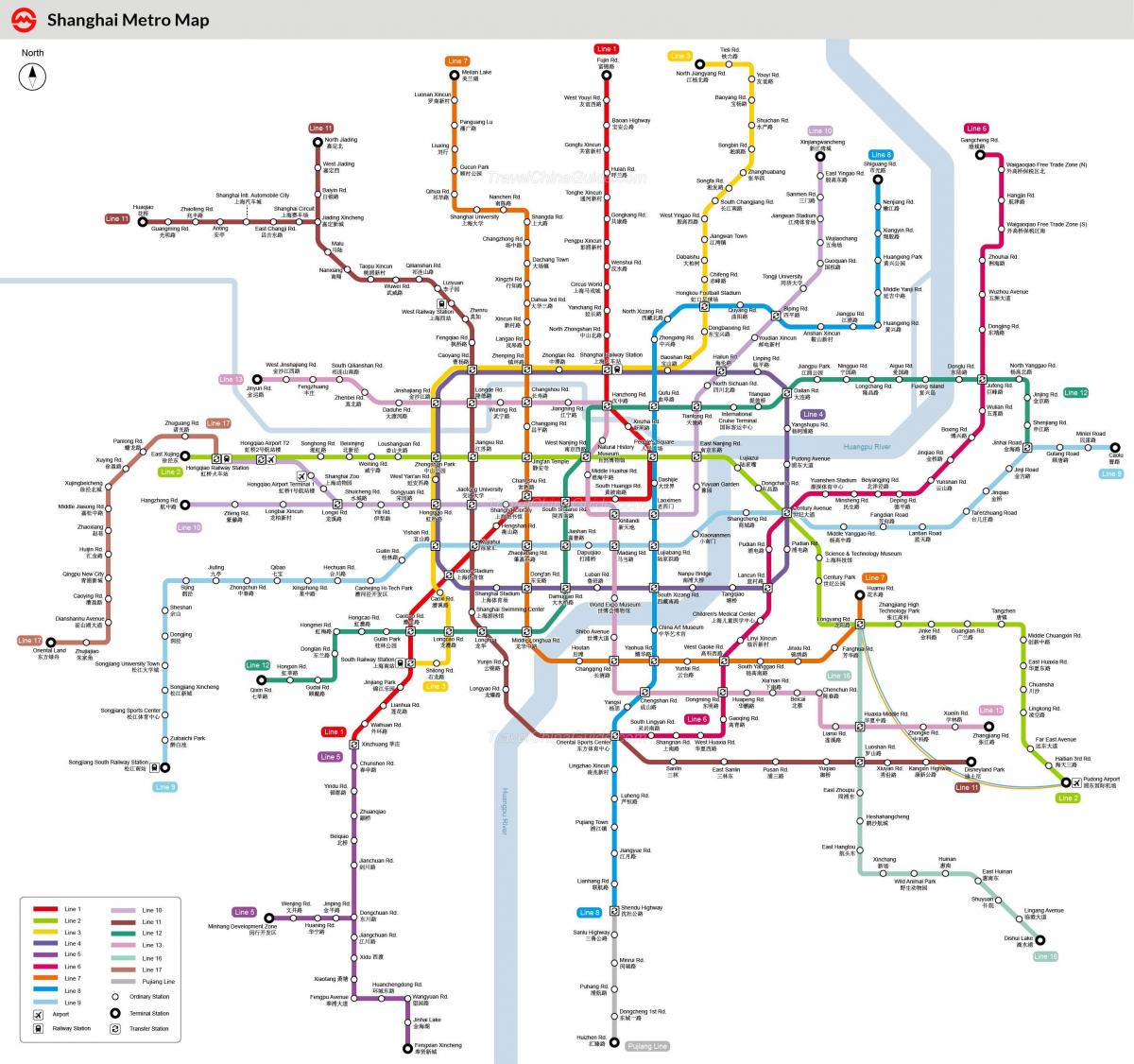Mapa de las estaciones de metro de Shanghai