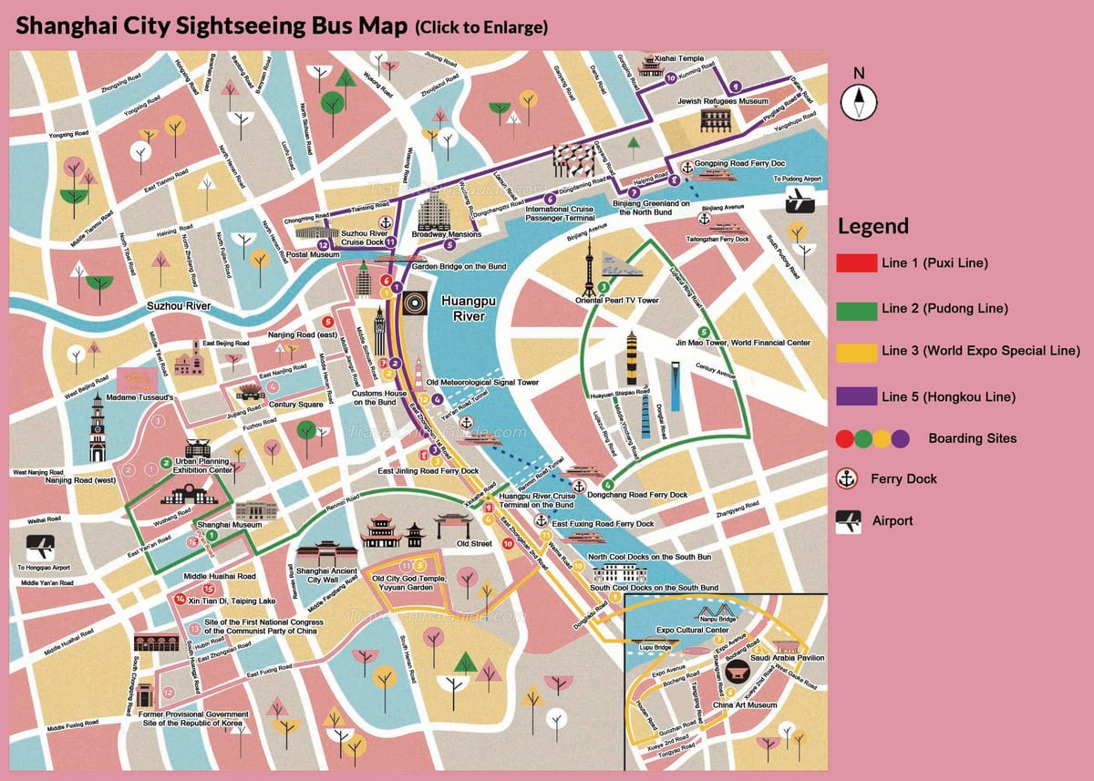 Mapa turístico de Shangai
